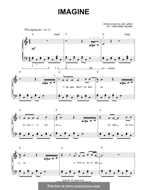 Vocal version (Imagine) by J. Lennon - sheet music on MusicaNeo