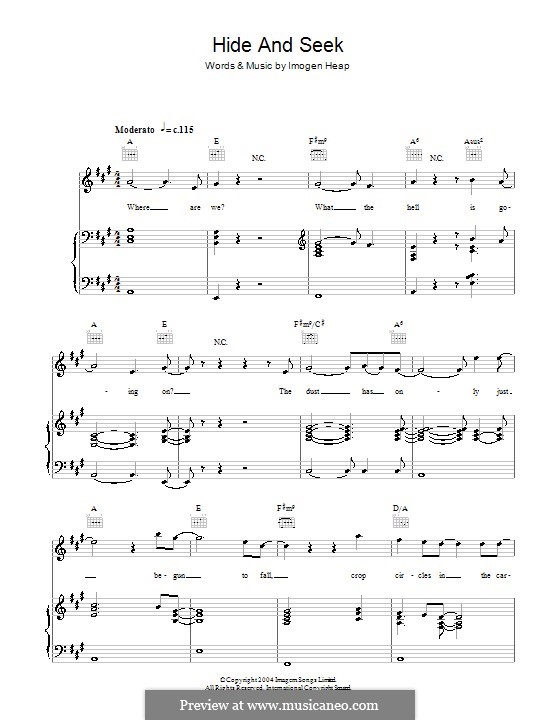 Hide And Seek by Imogen Heap - Piano Solo - Digital Sheet Music