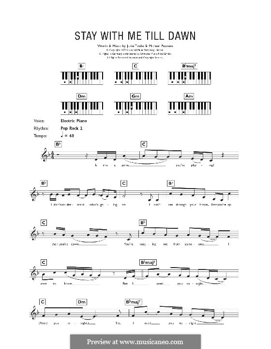 Stay with Me Till Dawn by J. Tzuke, M. Paxman - sheet music on MusicaNeo