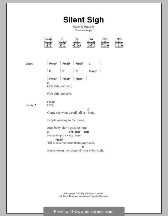 Silent Sigh (Badly Drawn Boy) by D. Gough - sheet music on MusicaNeo