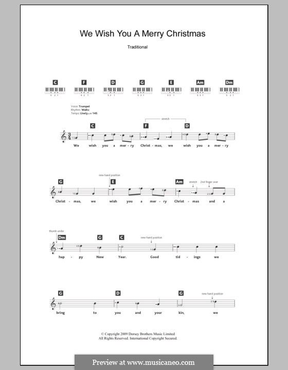 We Wish You a Merry Christmas (Printable Scores) by folklore on MusicaNeo