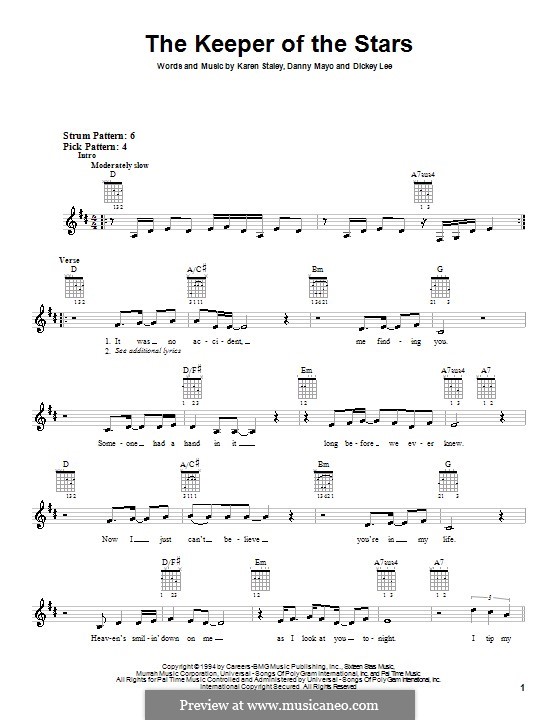 The Keeper Of The Stars sheet music for piano solo (PDF)