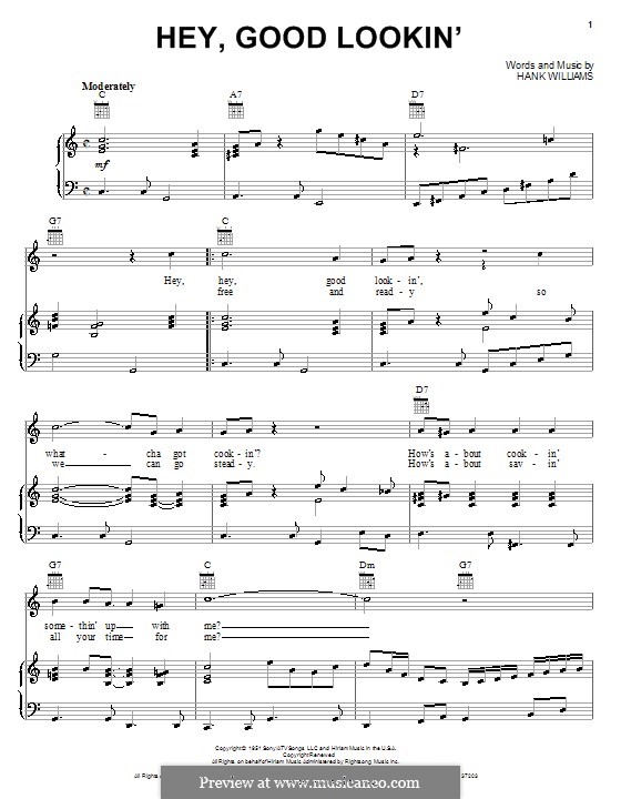 Hey, Good Lookin' by H. Williams - sheet music on MusicaNeo