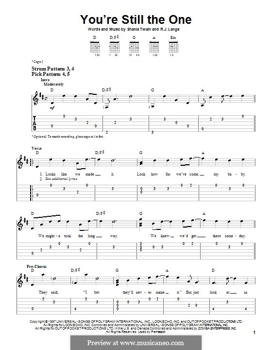 You're Still the One by R.J. Lange, S. Twain - sheet music on MusicaNeo