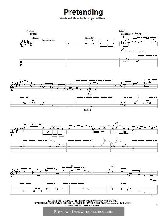 Pretending Sheet Music | Eric Clapton | Guitar Tab (Single Guitar)