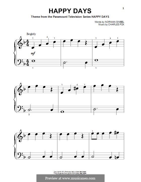 Happy Days by C. Fox - sheet music on MusicaNeo