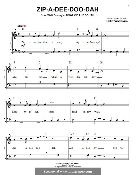 Zip-A-Dee-Doo-Dah by A. Wrubel - sheet music on MusicaNeo