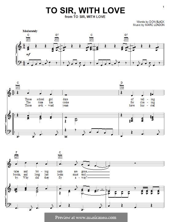 To Sir, with Love by M. London - sheet music on MusicaNeo