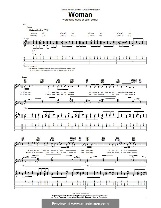 Woman by John Lennon - Electric Guitar - Digital Sheet Music