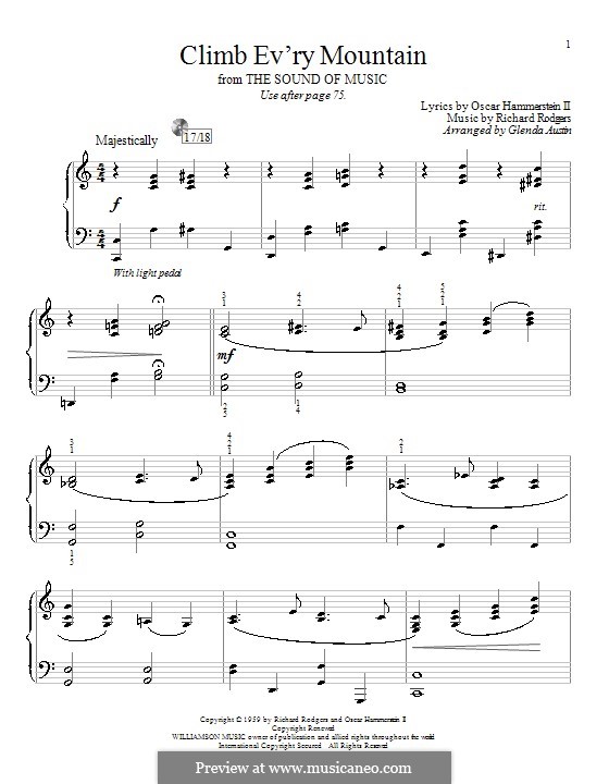 Climb Ev Ry Mountain By R Rodgers Sheet Music On Musicaneo