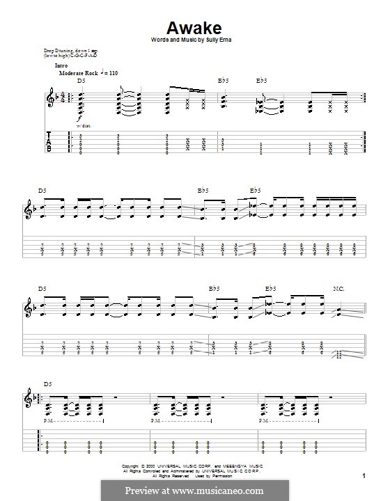 Awake (Godsmack): For guitar with tab by Sully Erna.