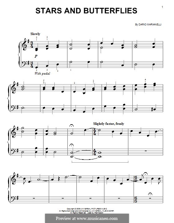 Stars and Butterflies by D. Marianelli - sheet music on MusicaNeo