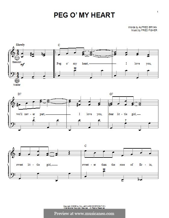 Peg O' My Heart by F. Fisher - sheet music on MusicaNeo