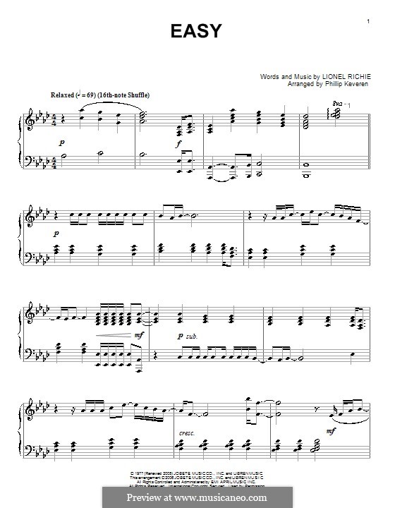 Easy (The Commodores) by L. Richie sheet music on MusicaNeo