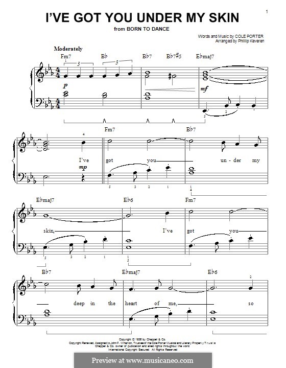 Синатра under my skin. I've got you under my Skin Ноты. Under my Skin Ноты. I've got you under my Skin Frank Sinatra Ноты. I've got you under my Skin Ноты для фортепиано.