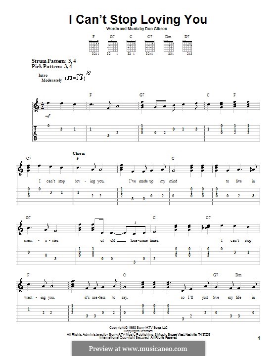 I Can't Stop Loving You by D. Gibson - sheet music on MusicaNeo