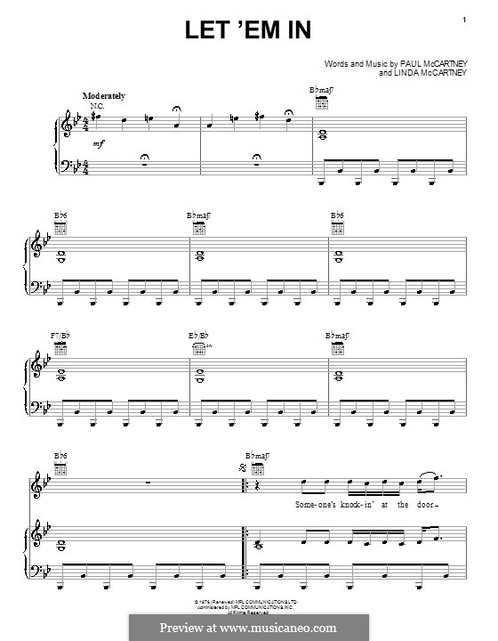 Let 'Em in (Wings) by L. McCartney, P. McCartney - sheet music on MusicaNeo