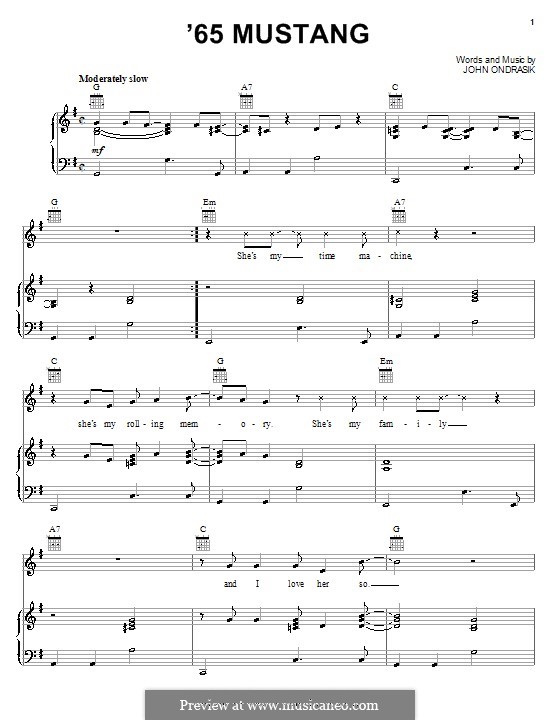 '65 Mustang (Five for Fighting) by J. Ondrasik - sheet music on MusicaNeo