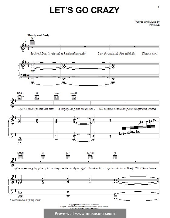 Let's Go Crazy by Prince - sheet music on MusicaNeo