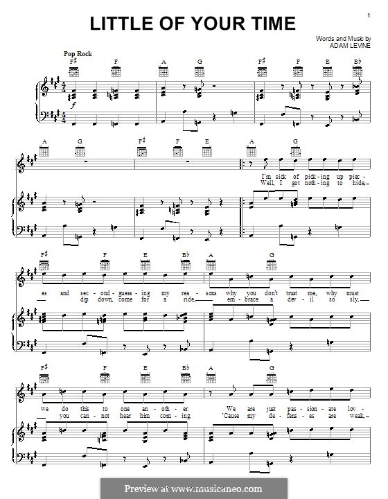 Little of Your Time (Maroon 5) by A. Levine - sheet music on MusicaNeo