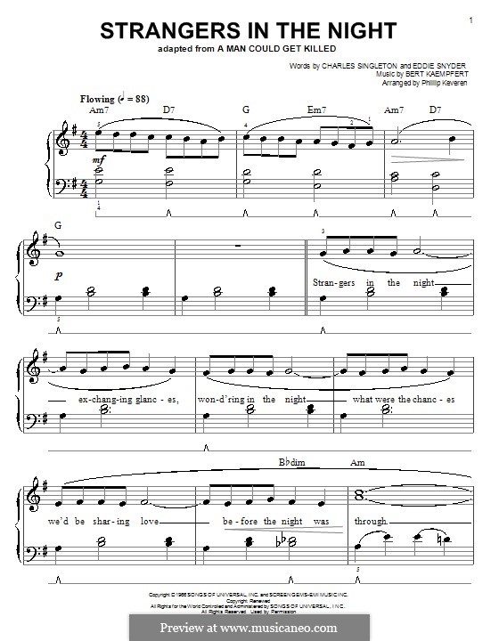 Stranger in the night. Фрэнк Синатра strangers in the Night Ноты для фортепиано. Strangers in the Night Ноты для фортепиано. Strangers in the Night Frank Sinatra Ноты для фортепиано. Strangers in the Night Ноты для саксофона.