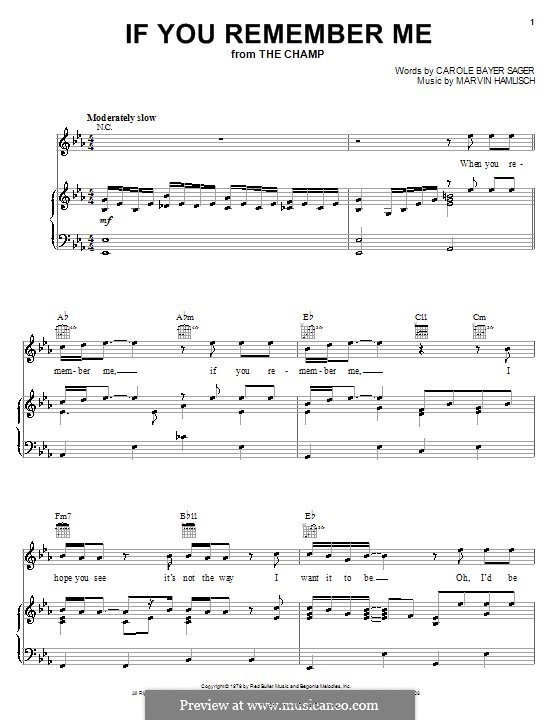 If You Remember Me by M. Hamlisch - sheet music on MusicaNeo