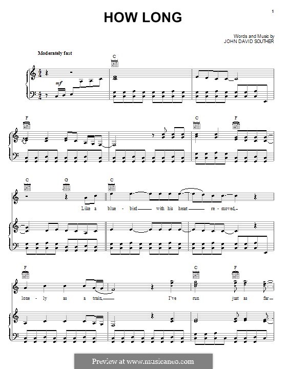 How Long (The Eagles) by J.D. Souther - sheet music on MusicaNeo