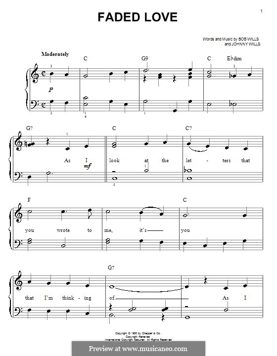 Faded Love (Bob Wills) by J. Wills - sheet music on MusicaNeo