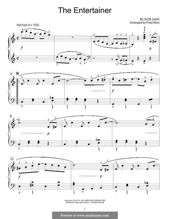 The Entertainer, for Piano by S. Joplin - sheet music on MusicaNeo