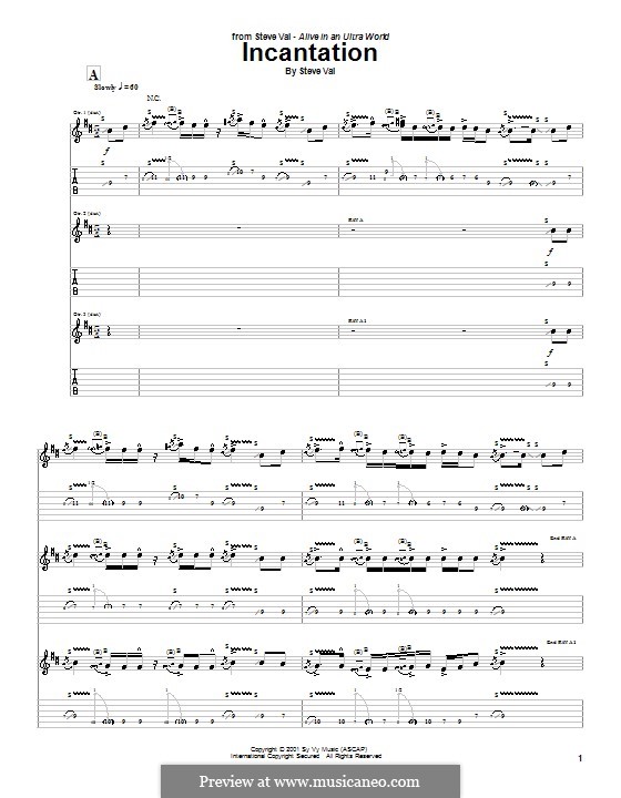 Incantation By S Vai Sheet Music On Musicaneo