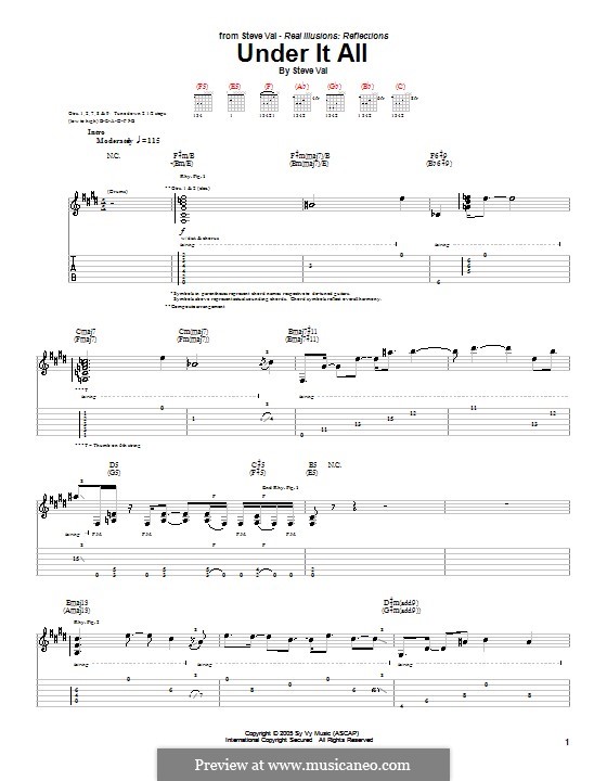 Under It All By S Vai Sheet Music On Musicaneo
