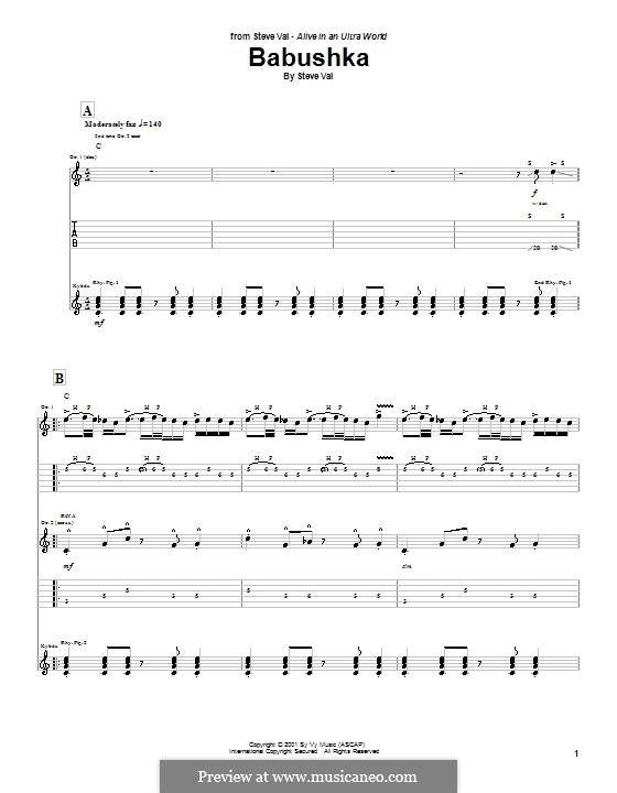 Babushka By S Vai Sheet Music On Musicaneo