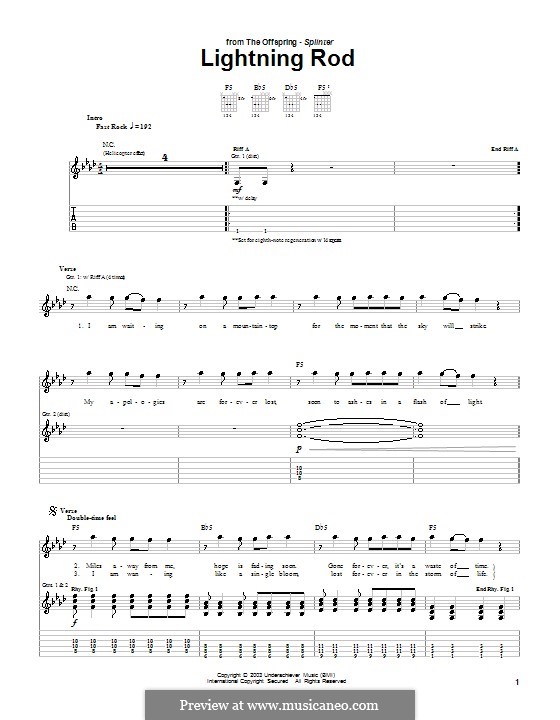 Lightning Rod by The Offspring - sheet music on MusicaNeo