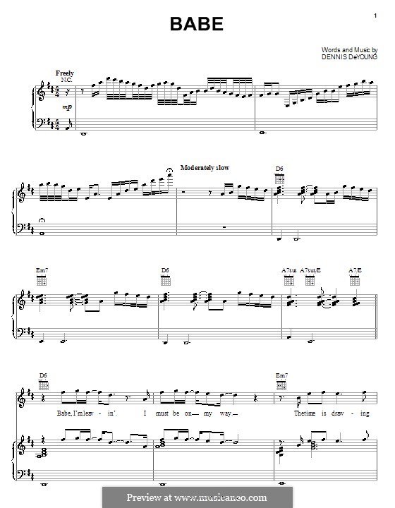 Babe (Styx) by D. DeYoung - sheet music on MusicaNeo