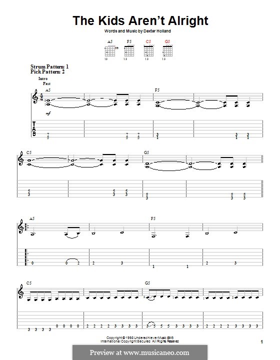 Offspring kids aren t alright. Ноты the Offspring the Kids aren't Alright Ноты. The Kids aren't Alright барабаны Ноты. The Kids arent Alright табы для гитары. The Kids arent Alright Ноты для барабанов.