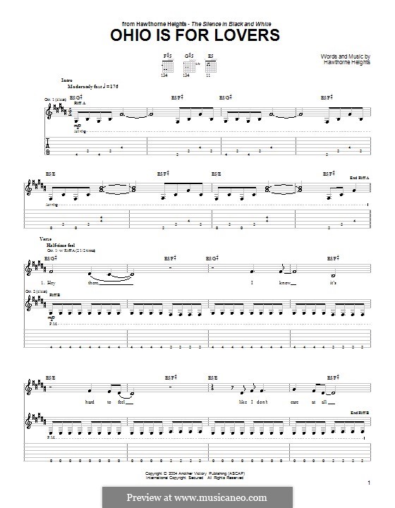 Ohio Is for Lovers by Hawthorne Heights - sheet music on MusicaNeo