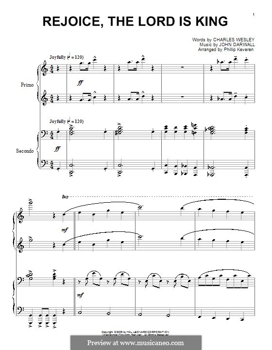 Rejoice the Lord Is King by J. Darwall - sheet music on MusicaNeo