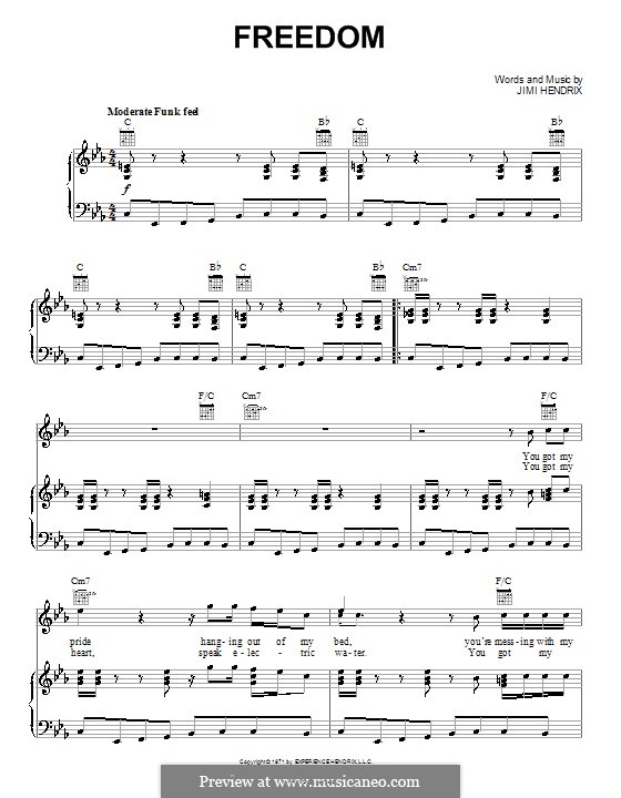 Freedom by J. Hendrix - sheet music on MusicaNeo