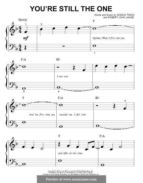 You're Still the One by R.J. Lange, S. Twain - sheet music on MusicaNeo