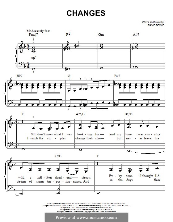 Changes by D. Bowie - sheet music on MusicaNeo