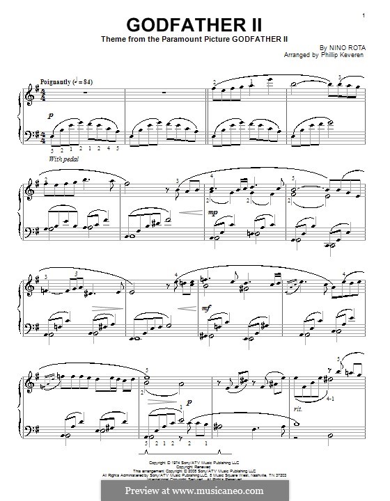 Theme from The Godfather II by N. Rota - sheet music on MusicaNeo