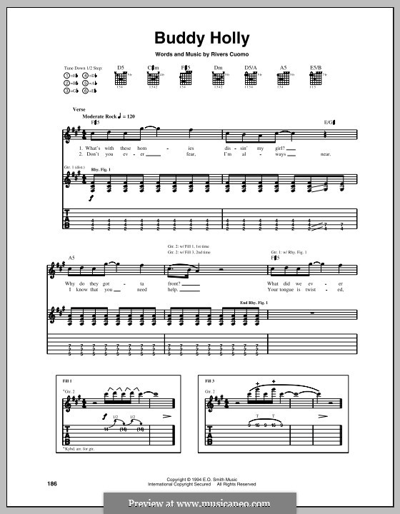 Buddy Holly Weezer By R Cuomo Sheet Music On Musicaneo