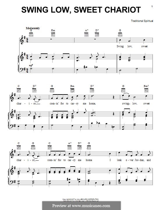 Swing Low, Sweet Chariot by folklore - sheet music on MusicaNeo