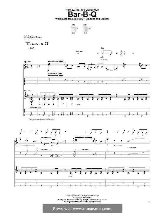 zz top tab notes