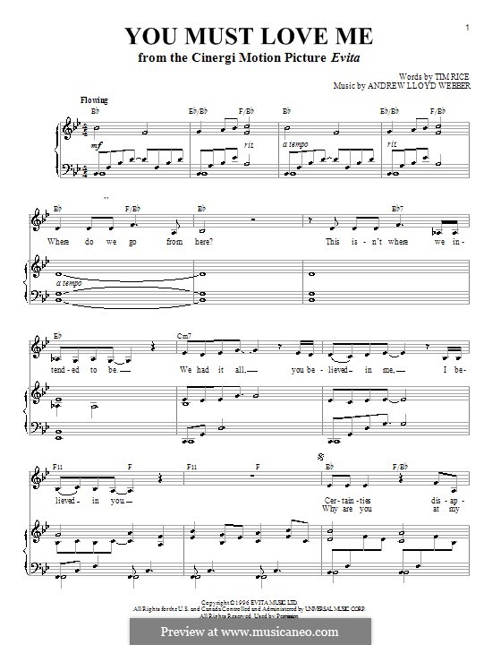 You Must Love Me (Evita) by A.L. Webber - sheet music on MusicaNeo