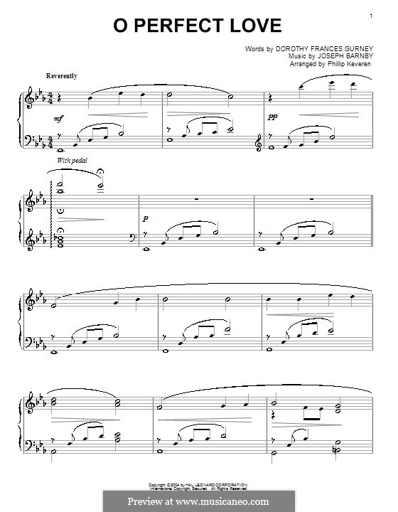 O Perfect Love by J. Barnby - sheet music on MusicaNeo
