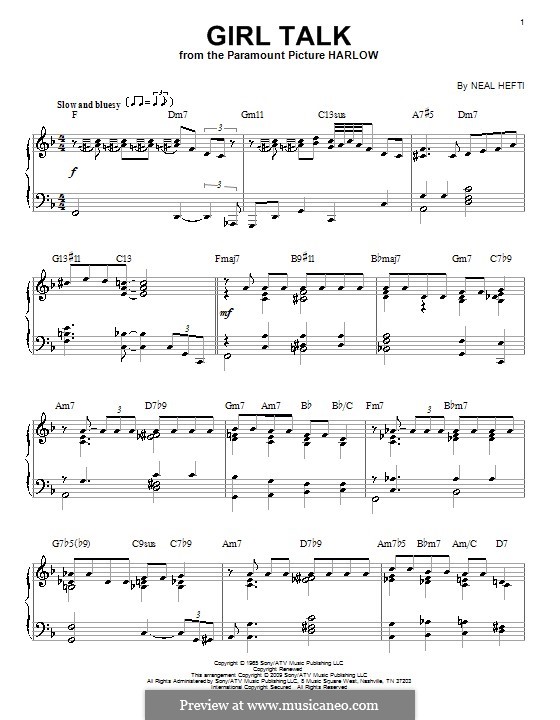 Girl Talk by N. Hefti - sheet music on MusicaNeo