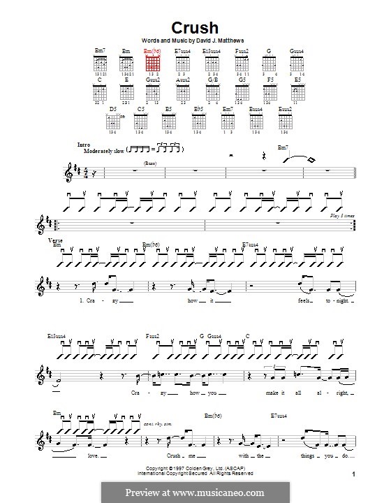 Crush (Dave Matthews Band) by D.J. Matthews - sheet music on MusicaNeo