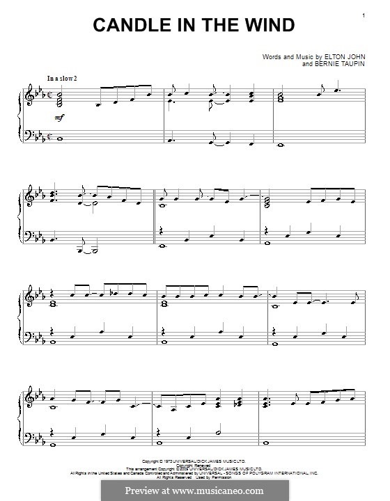 Candle in the Wind by E. John - sheet music on MusicaNeo