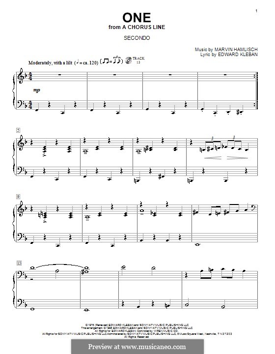 One (from A Chorus Line) by M. Hamlisch - sheet music on MusicaNeo